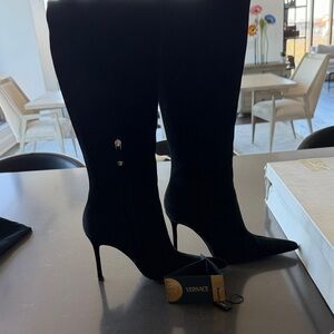 Versace Women's Elegant Black Heeled Boots